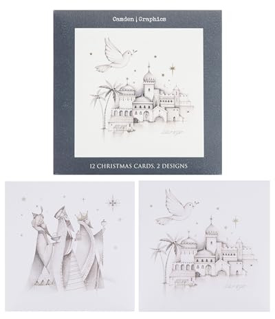 UK Greetings Paquete múltiple de 12 tarjetas de Navidad para él/ella/amigo, 2 diseños religiosos de lápiz