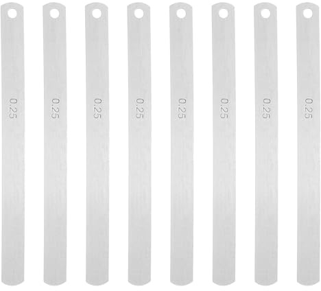 sourcing map Spessimetro a 8 lame in acciaio metrico, spessore 0,25 mm, valvole offset, strumento di misurazione per chitarra, per misurare lo spessore della larghezza del divario