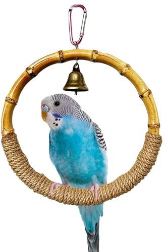 Vogelschaukel aus natürlichem Bambus, Käfig-Hängespielzeug, Bindfaden, Bisswiderstand, Sitzstangen, Spielzeug, Papageienspielzeug, Langeweile, Breaker für Wellensittiche, Nymphensittiche, Sittiche,