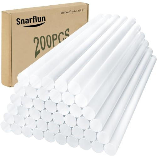 Snarflun Lot de 200 Bâtons de Colle Chaude 7mm x 100mm – Colle Chaude Transparent, Séchage Rapide, Idéal pour Pistolet à Colle Chaude, Bricolage, Artisanat et Réparations