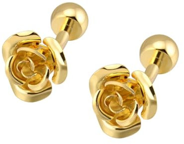 Manschettenknöpfe Herren Edel Manschettenknöpfe Golden Vergoldet Rosen für Herren Père Fils Valentinstag Unternehmen Fête Des Pères