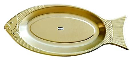 DimyFew Plato de Pescado de ero Inoxidable Forma de Pescado Al Forma de Pescado Bandeja de Metal Inquebrantable para Servir Plato para Fiestas para