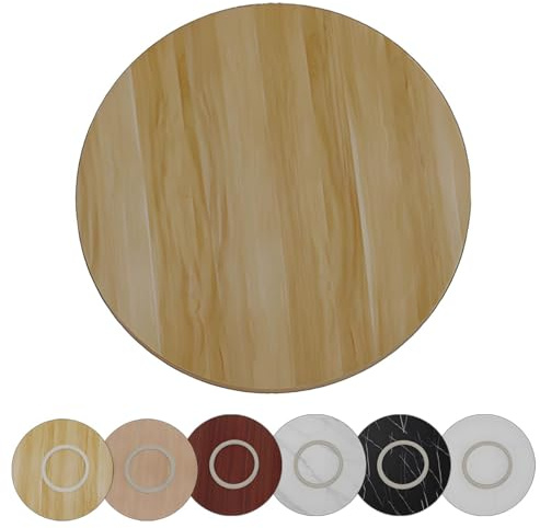 Générique Organisateur Plateau Tournant en Bois, Assiette de Service Rotative Ronde pour Table à Manger, Grand Plateau de Service Rotatif Rustique Centre de Table(Light Walnut,20in(50cm))