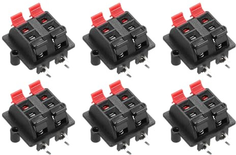 QUARKZMAN 6 STK 4-Wege Lautsprecher Feder Anschlussklemme Clip Push Release Verbinderplatte Buchsenstecker Lautsprecherklemmenleiste Block Lautsprecherverbindungsklemme Testclip WP4-3