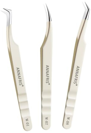 ANNAFRIS Pinzas Pestañas Pelo a Pelo Pinzas para Extensiones de Pestañas(W1+7+8)