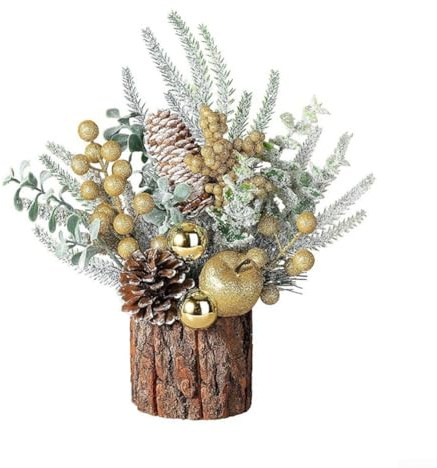 HanOaki Decorazione fai da te per albero di Natale da scrivania, con texture realistica in corteccia di polietilene, per vacanze, casa, ufficio, tavolo, mensola, 28 x 8 cm (B)