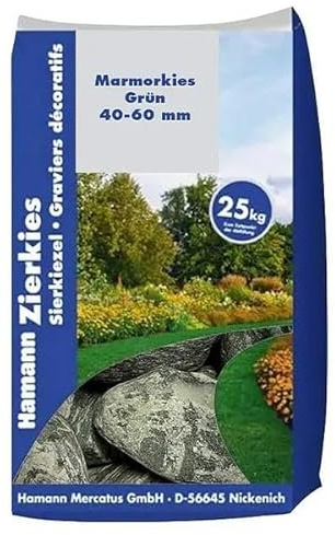 MARMORKIES 40-60 mm GRÜN 25 kg I Marmorkies Gartenweg I Landschaftsbau I Naturstein Kies grün I Gartengestaltung Kies I frostfest I Splitt Außenbereich grün