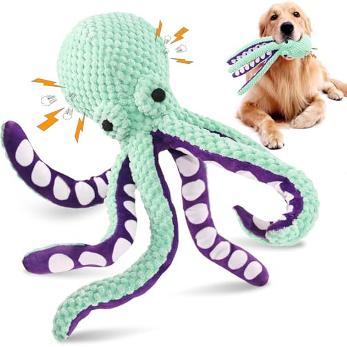 Auklet®Giocattolo per Cane - Nuovo Giocattolo a Suono Polpo in Peluche, Addestra Attenzione, Riduce Latrato, Ideale per Amusare il Cane (Verde)
