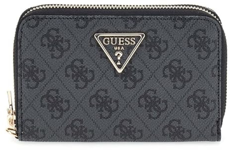 GUESS Geldbörse Laurel II SLG Medium Double Zip Wallet Coal Logo dunkelgrau