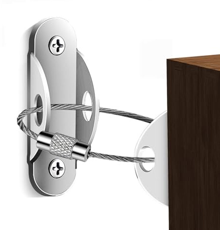 Correa de muebles antipurés - Ancla de pared de seguridad para 20 cm | soporte para armario resistente, cuerda metálica reforzada | Kit de seguridad de muebles pesados para el entrenador Bookself