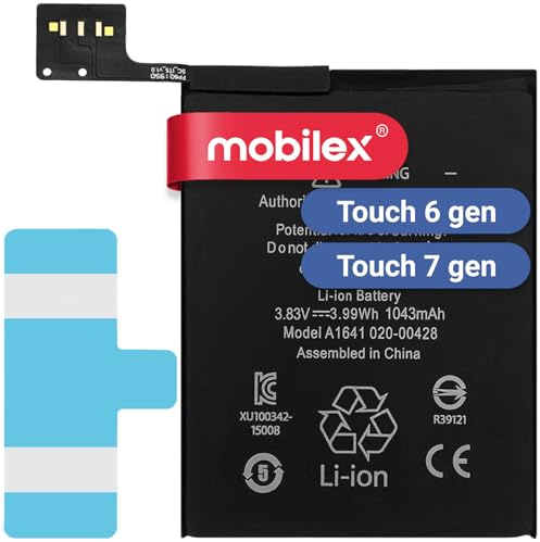 MOBILEX Akku A1641 für iPod Touch 6. / 7. Generation (A1574 / A2178), 1043 mAh, OEM, interner Ersatz mit Klebstoff, Originalkapazität