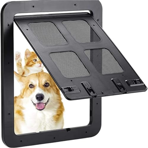 Gattaiola per Animali di Grossa Taglia Porta for zanzariera for cani e gatti, scorrevole, con serratura, chiusura magnetica, for(Black,46X36CM)