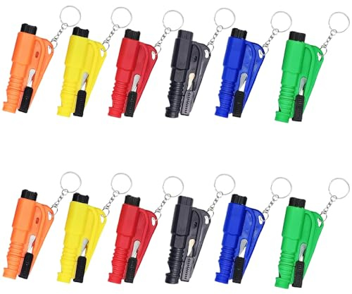 XFSRG 12 Pièces Coupe-Ceinture de Sécurité pour Voiture 3 en 1 Marteau de Sécurité Brise Vitre Voiture Mini Marteau Brise Vitre Kit pour Voiture Outil D'Évasion d'urgence