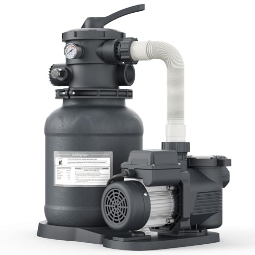 Vidapool Sand Filter Pump for Above Ground Pool, Pool Pumps Above Ground, Pool Sand Filter with 6-Way Valve, 10in, 1/2 HP 2502 GPH with Timer, for Pools up to 11,000 Gallons, Efficient Filtration