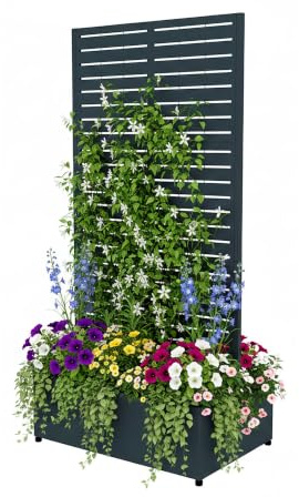 WESTMANN Dekora 6 Pflanzkasten mit Rankgitter | 90x60x180 cm | beidseitig bepflanzbar | Sichtschutz & Rankhilfe | pulverbeschichteter Stahl | Anthrazit RAL 7016 | mit Entwässerung | wetterfest | inkl