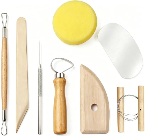 8-Piece Clay Tools Set, Clay Sculpting Tools for Beginners & Professionals | Polymer Clay Tools for Polymer Air Dry Modeling Clay, Pottery Tool Kit for DIY Crafts, Ceramics, Modeling, Carving, Scraper