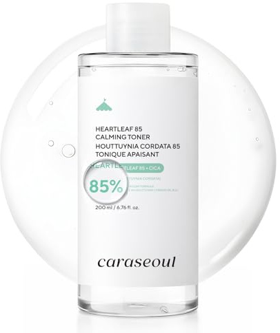 caraseoul Heartleaf 85 Tónico Facial - Calmante e Hidratante, 85% Houttuynia Cordata de Jeju, Centella Asiática, pH Equilibrado, Piel Sensible con Imperfecciones, Control de Sebo, Vegano (200ml)