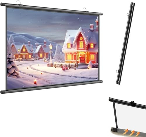 MACAGGTNTU 30 Pollici Schermo Proiettore Avvolgibile, Telo Di Proiezione Per Videoproiettore, Piccolo Schermo Per Film De Proiettore(30 Inch (16:9))