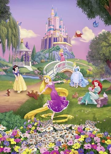 Komar Disney PRINCESS SUNSET - Carta da parati fotografica, 184 x 254 cm, decorazione da parete, principesse, cameretta dei bambini, camera delle ragazze, castello | 4-4026