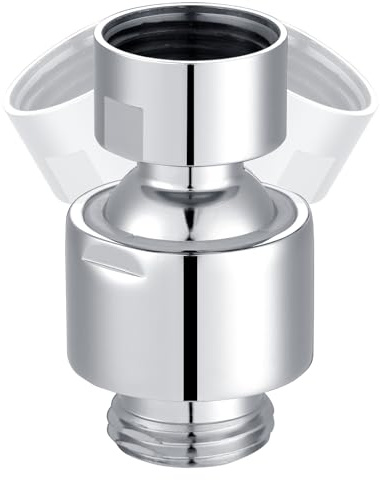 Hibbent All Metal Shower Head Swivel Ball Joint Adapter, Solid Brass Adjustable Shower Arm Connector, Showerhead Extension, Universal Showering Component, Polished Chrome