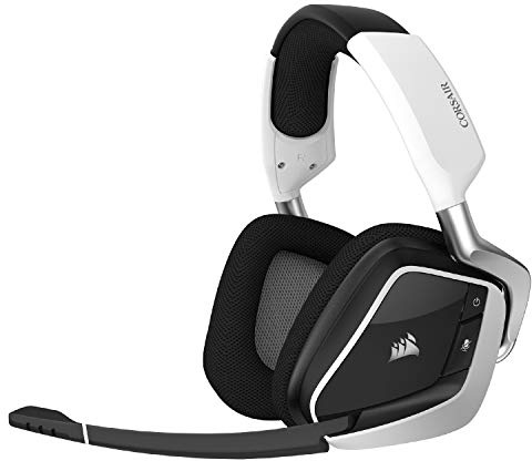 Corsair Void RGB Elite Wireless Gaming Headset – 7.1 Surround Sound – Omni-Directional Microphone – Microfiber Mesh Earpads – Up to 40ft Range – iCUE Compatible – PC, Mac, PS5, PS4 – White
