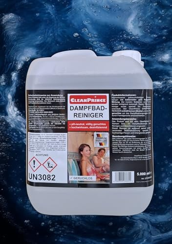 CleanPrince Dampfbadreiniger flüssig 5 Liter Dampfbad Reinigungsmittel Hamam Flüssigreiniger säurefrei Desinfektion ohne Alkohol geruchlos