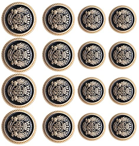 16 Pièces Vintage Style Métal Boutons Boutons en métal Jeans de Style Britannique pour Manteau Blazer Costumes Uniforme Veste À Coudre Artisanat（ Color）