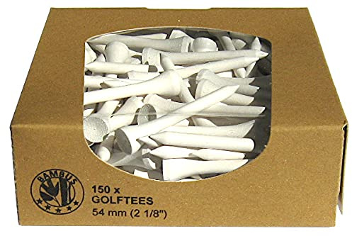 Golf TEES in der ÖKO-Box - 54mm (150 STK) / 70mm (135 STK) - Hartholz oder Bambus - versch. Farben (54 mm (Bambus), weiß)