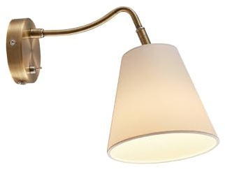 Lindby Vägglampa, vägglampa inomhus 'Ethan' (antik) i Guld av metaller för vardagsrum/matsal (1 lamor, E14) - Textil vägglampor, väggspots, vägglampor sovrum/vardagsrum