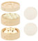 BULZEU Cuocere a vapore in bambù asiatico a 2 ripiani, per gnocchi, riso, dim sum, verdure, carne, con coperchio e 2 cesti per vapore in bambù, 20 cm (M)
