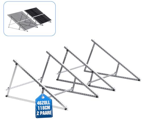 Verstärkte Stabilität Solarpanel Halterung Strukturell Verbessert Solarmodul Halterung Balkonkraftwerk 118cm für Solarpanel 100W-600W, Winkel Einstellbar 0-90° für Dachhalterungen Solarmodule 2 Sets
