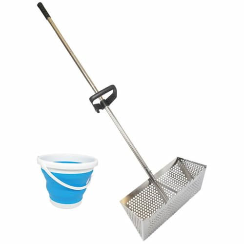 Ataoyus Rastrillo de playa, tamiz, rastrillo manual para filtrar la arena, arena aflojante, manual tamiz para arena, rastrillo de playa