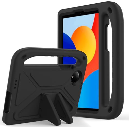 Custodia per tablet Xiaomi Redmi Pad SE 4G da 8,7 pollici per bambini, leggera, antiurto, con manico e supporto, colore nero