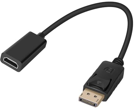 YIIFELL 4K Adaptateur Displayport vers HDMI Unidirectionnel DP vers HDMI Adaptateur Résolution 1080P 4K pour TV, Thinkpad, HDTV, Moniteur, Projecteurs, Noir