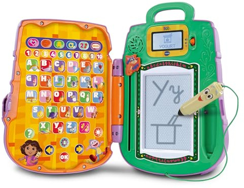 VTech Lernrucksack Dora The Explorer – Magische Tafel Sakado mit interaktivem Eingabestift La Carte, 12 Aktivitäten und Dora-Spiele – Geschenk für Kinder von 3 Jahren bis 7 Jahren – Inhalt in