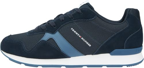 Tommy Hilfiger Runner Icon Mix Fm0fm05679 - Tenis Bajos para Hombre, Blue Desert Sky, 44 EU
