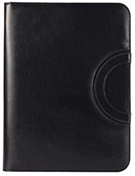 UZAMIRLEX A4 Padfolio Portfolio Binder, A4 PU Leather Zipper Ring Business Conference Portfolio Binder Folder Black Brown 34x25cm(Black)