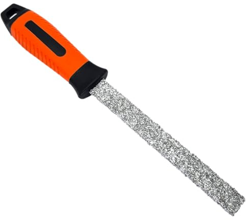 HERO Fliesenfeile Feile halbrund 265 mm | Wolframcarbid/Hartmetall bestückt | Körnung 24# grob | Universal-Feile für Glas, Keramik, Holz, Gips, Kunststoff & Stein | rutschfester Soft-Grip-Griff