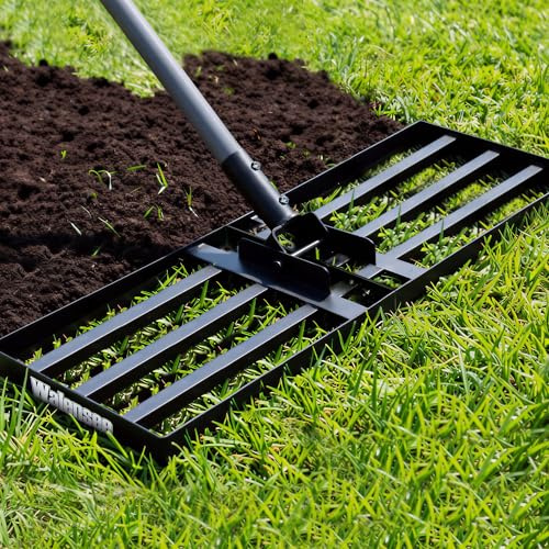 Walensee Lawn Leveling Rake, Levelawn Tool, Heavy Duty Effort Saving Lawn Level Tool, Steel Handle Lawn Leveler for Yard Garden Golf Course , Ease Level Soil Sand Dirt Surfaces, 6.5FT 30x10