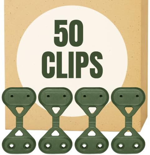 Masterbrico Clips per Reti Tessute Verdi, 55 mm, Confezione da 50 pezzi | Fissaggio a Pressione Senza Attrezzi, Compatibili con Reti Frangivista e frangivento, Plastica resistente UV, Uso esterno