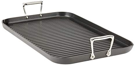 All-Clad HA1 Hard Anodized Nonstick Grill/Griddle Pan 13x20 Inch Oven Broiler Safe 500F Pots and Pans, Cookware Black