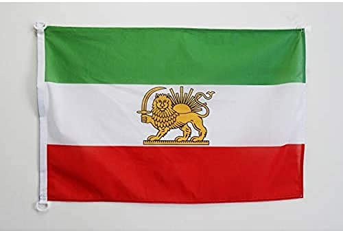 AZ FLAG Iran Old Boat Flag 45x30 cm Mesh Polyester Plastic Rings | Outdoor and marine use Iranian 12x18 in boat flag weather resistant with double stitched seams and reinforced edges