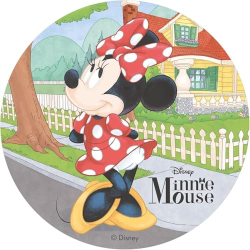 Dekora - Decoration Gateau Anniversaire Feuille Azyme de Minnie Mouse - 20 cm Diametre