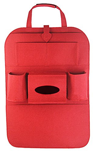VOSAREA Auto Rückenlehnenschutz Trittschutz Auto Rücksitz Organizer für Baby Kinder Autositzschoner Autositz Aufbewahrungstasche Rückenschutz (Rot)