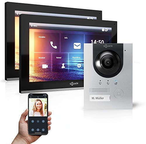 Goliath Hybrid | IP | Full-HD Video Türsprechanlage | App | 1-Fam | 2 x Full-Touchscreen 25,4 cm (10) | Aluminium Aufputz Türstation | 180° Ultra-Weitwinkel | AV-IPS-119