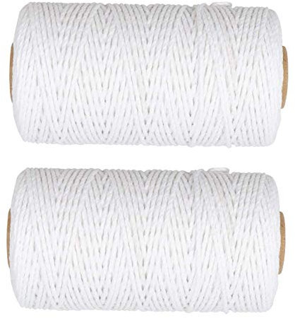 RENSHENKTO Cuerda Decorativa de Navidad roja y blanca yute de algodón perfecto para floristería 2 rollos blanco