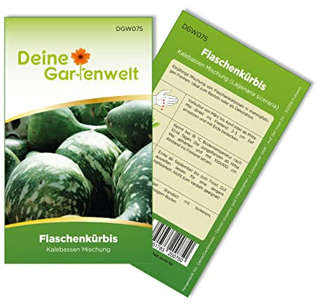 Flaschenkürbis Mischung Samen - Lagenaria siceraria - Flaschenkürbissamen - Gemüsesamen - Saatgut für 8 Pflanzen