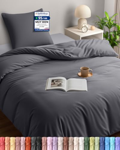 Utopia Bedding Housse de Couette 140x200 1 Personne, Gris