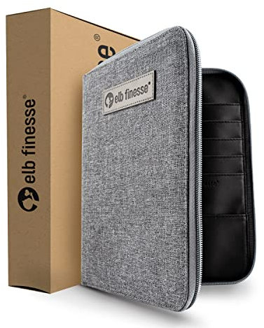 elb finesse ® Mutterpasshülle neutral I U-Heft Tasche Dokumententasche I Mutterkindpasshülle I Ultraschallheft I Impfpass Hülle I Grau