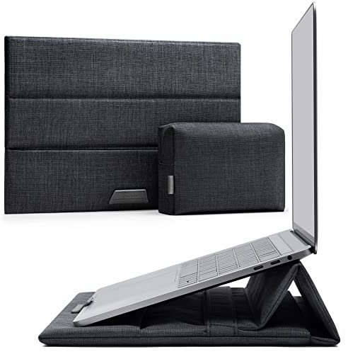 Inateck Laptop Case with Stand Function Compatible with 13 Inch MacBook Air M4 / M3 / M2 / M1 2025-2018, 13 Inch MacBook Pro M1/M2 2022-2016, Surface Pro 11/10/9/8/7/X/6/5/4/3, Black Grey